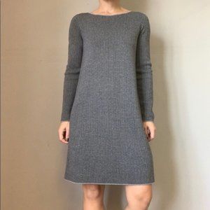 J Jill Houndstooth Sweater Dress Gray Knit Long Sleeve size Small